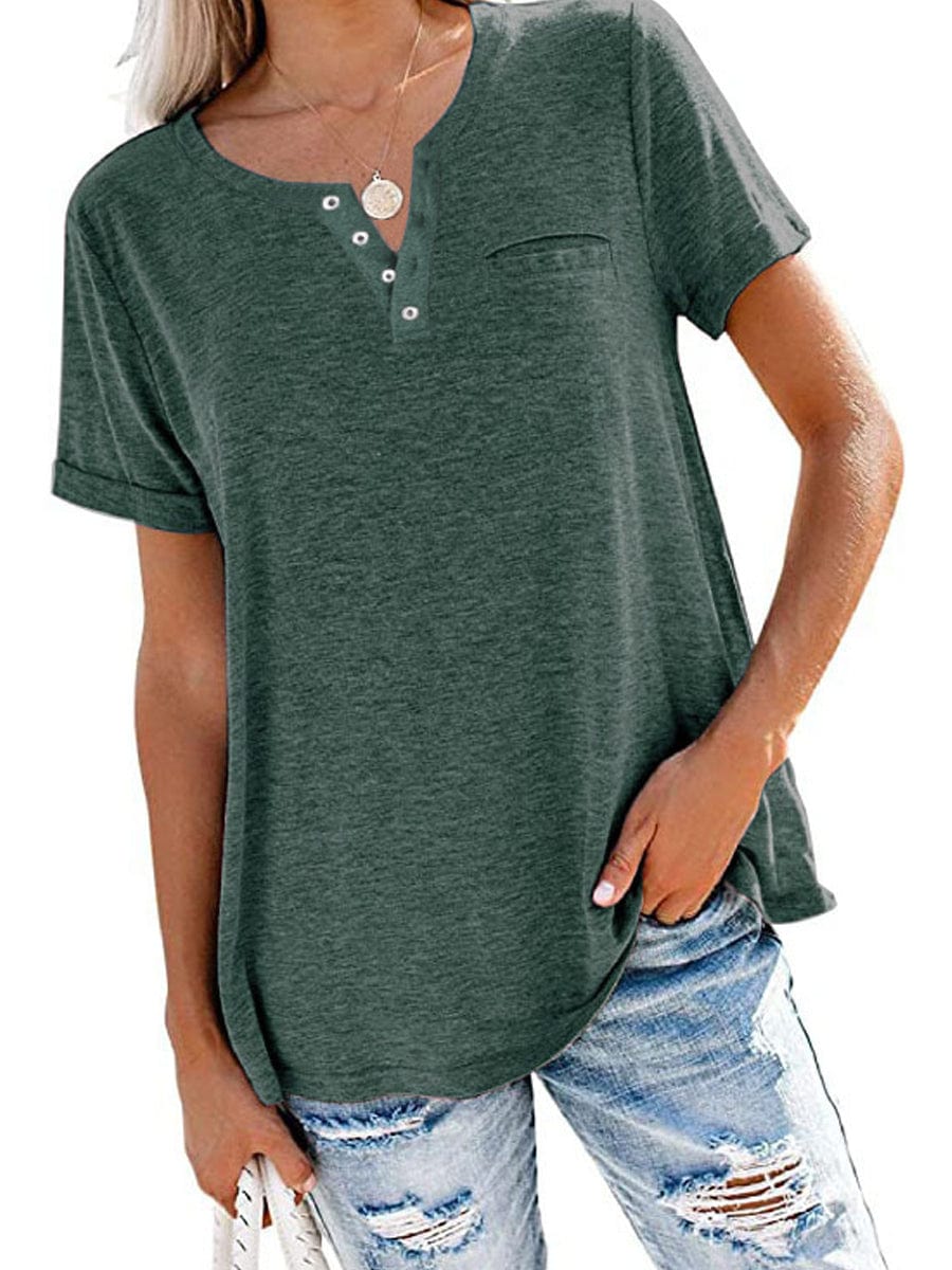 Casual Short Sleeve Crew Neck Tunic Basic Blouse