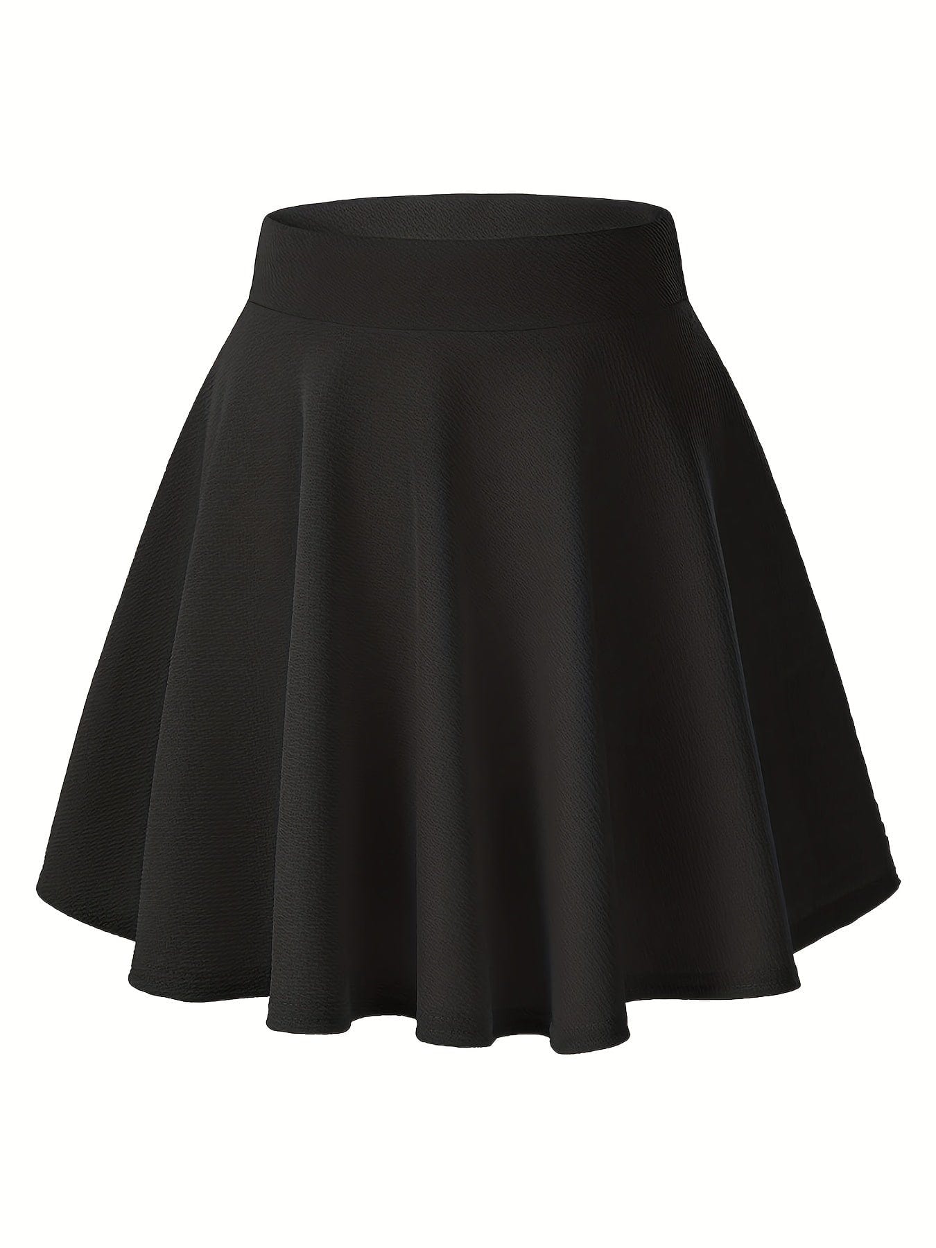 Casual Solid High Waist Pleated Skate Skirt Mini Dress