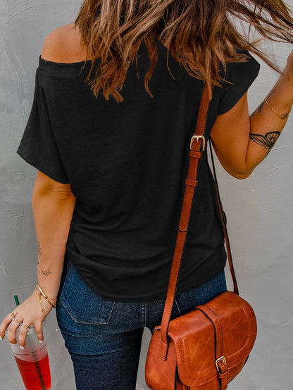 Hypnotic Knit Pocket Tee with Cap Sleeves