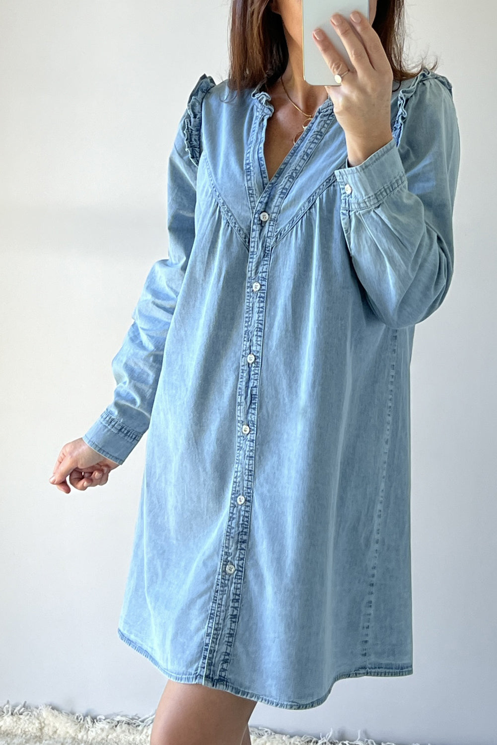 denim button up dress