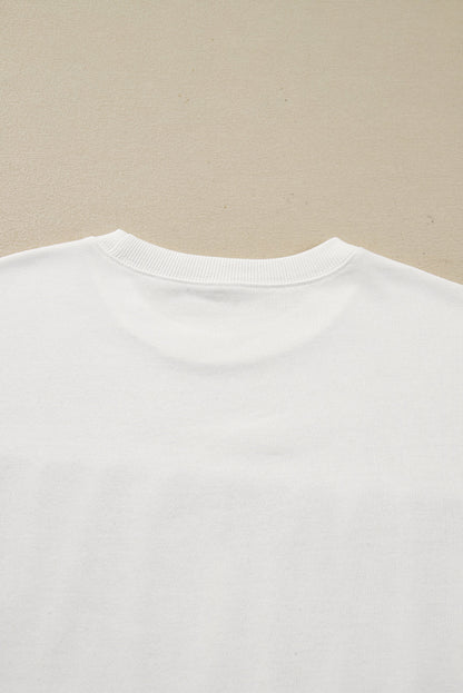 White FOOTBALL 3D Letter Graphic Crew Neck Sweatshirt