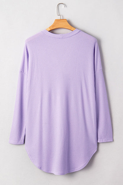 Orchid Petal Plus Size Waffle Knit Button Front Cardigan