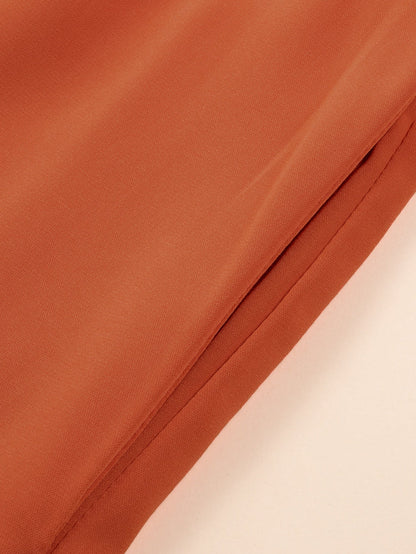 Russet Orange Plus Size Ruffled Hem Sleeveless Long Dress