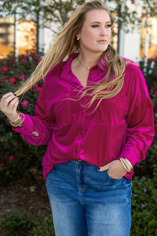 plus size velvet shirt