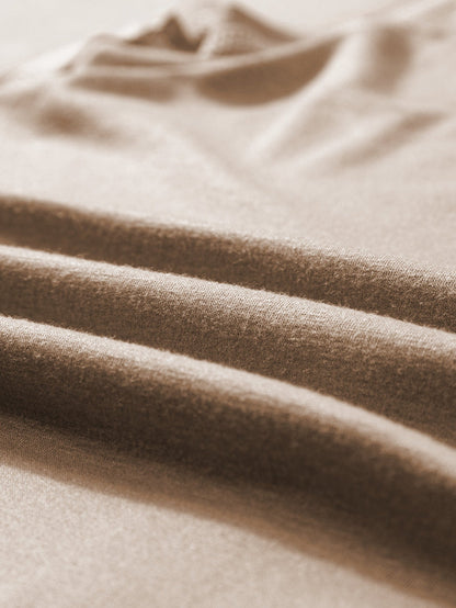 French Beige Henley Tank Top with Chic Contrast Stitching