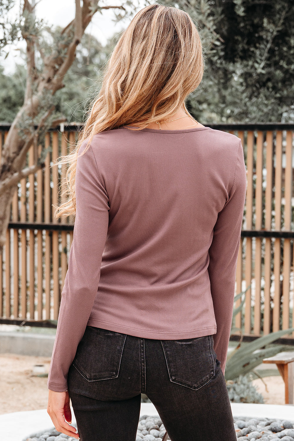 square neck long sleeve top