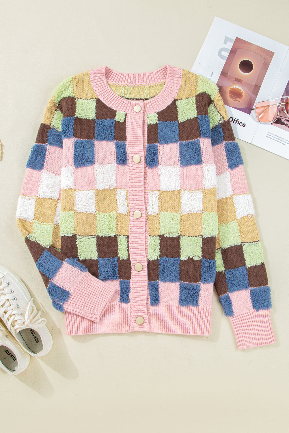 checkered cardigan womens