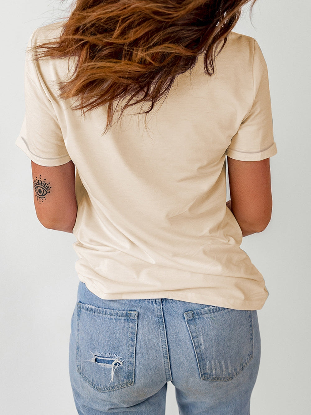 Khaki Floral "MOM" Print Crew Neck T-Shirt