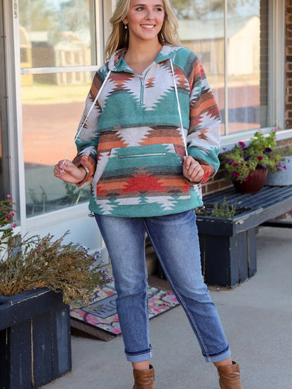 Aztec Dream Multicolor Hooded Zip-Up Hoodie
