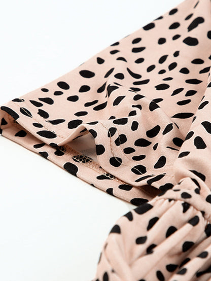 Temperament Floral Casual Strap Waist Round Neck Mini Dress