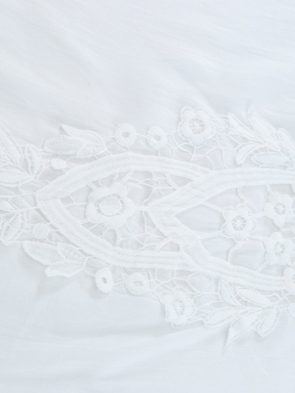 White Crochet Pom Pom Trim Beach Tunic Shift Dress