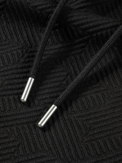 Chic Black Ruffle Sleeve Quarter Zip Top with Wide Leg Pants Set