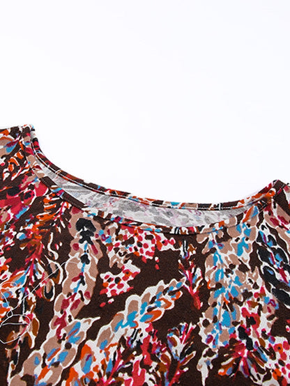 Flamboyant Crimson Curvy Floral Print Mini Dress