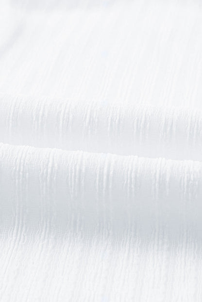 White Striped Crinkle Button Front Shirt Dress Cover-Up