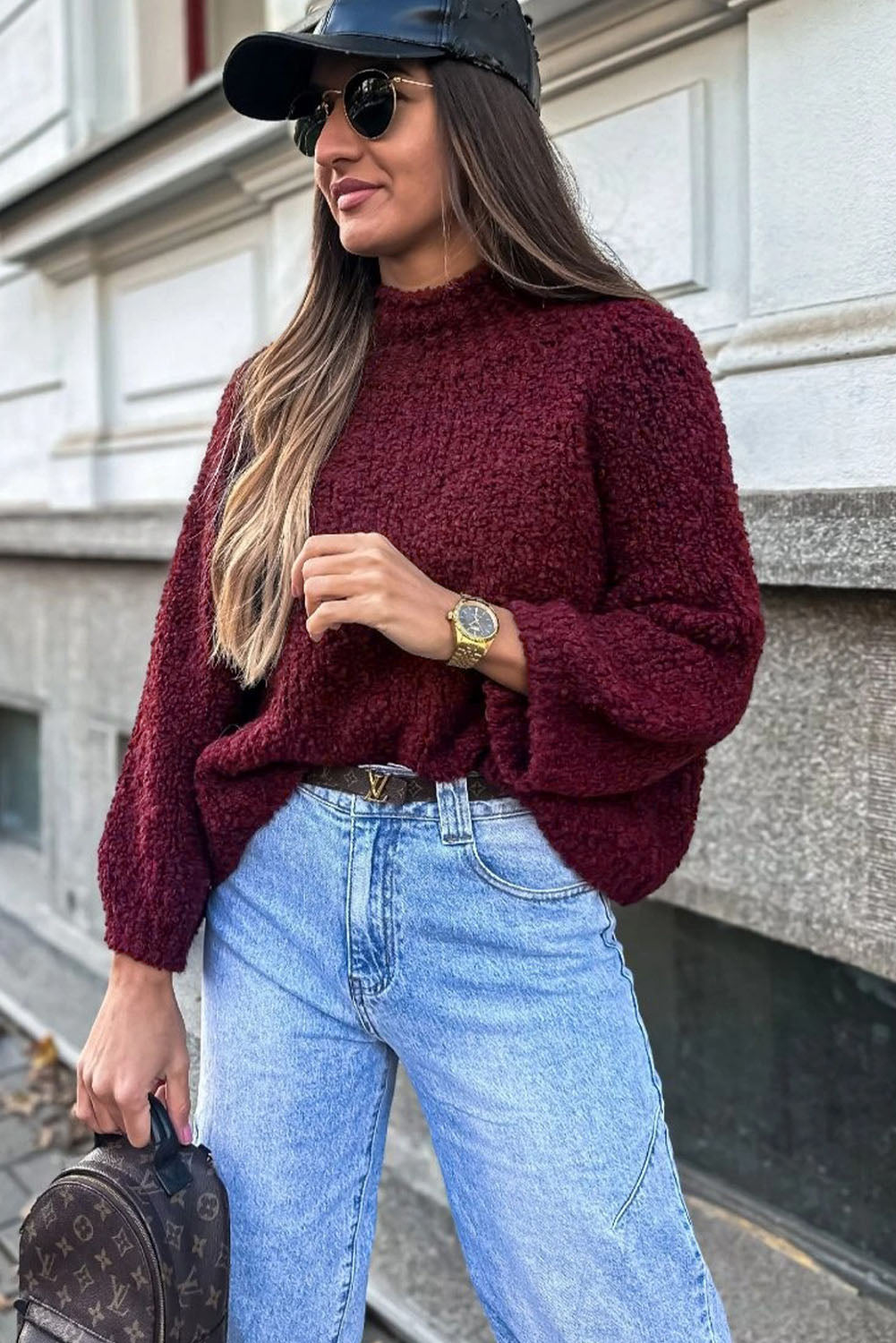Burgundy top