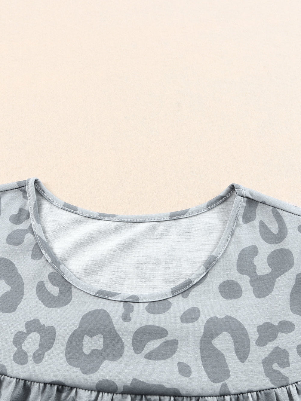 Gray Leopard Pattern Ruffle Sleeve Tiered Tank Top