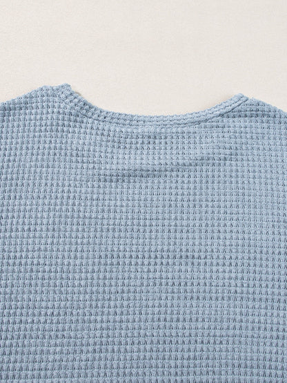 Ashleigh Blue Plus Size Textured Knit Lace Sleeve T-Shirt for Elegant Summer Style