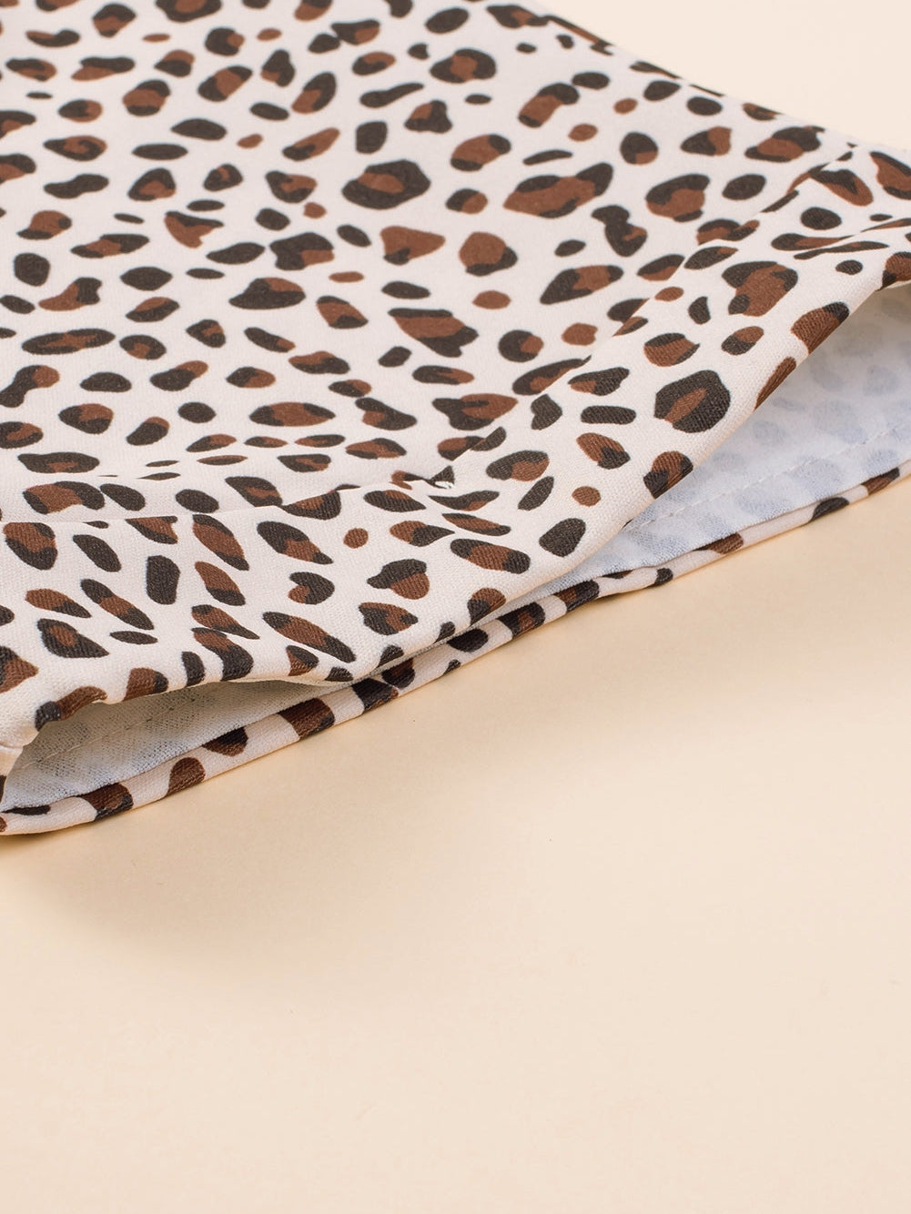 Leopard Print Khaki Plus Size Open Front Cardigan with Half Sleeves