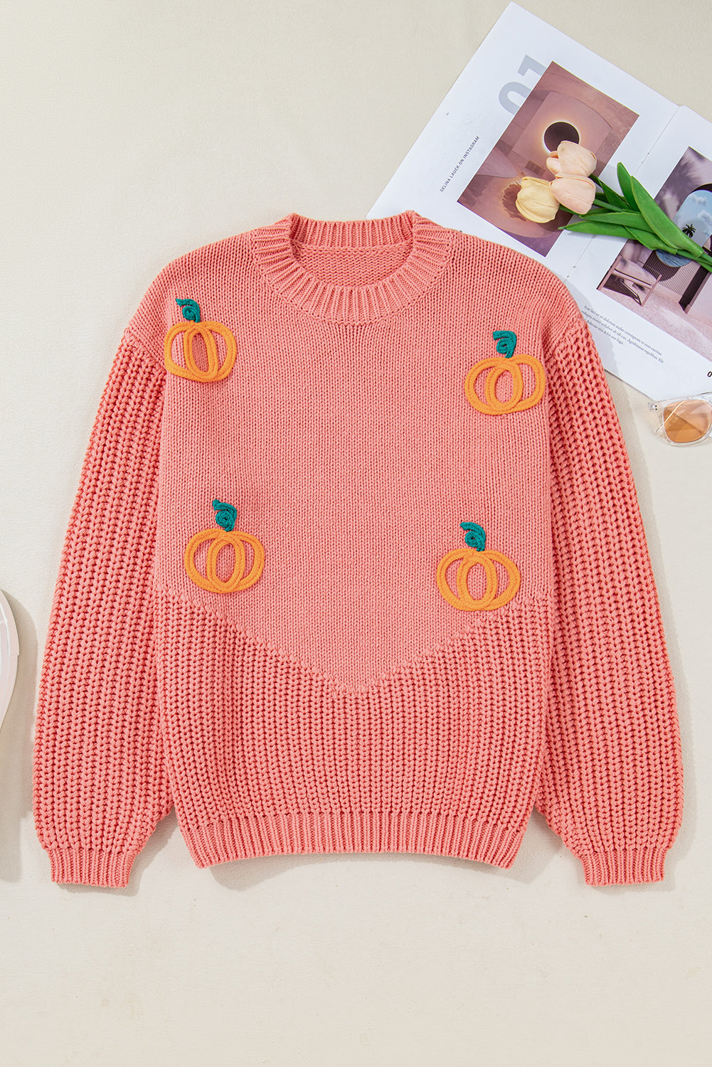 pumpkin embroidered sweater