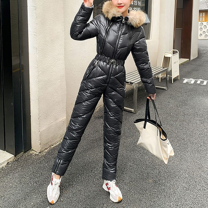 Women's Jumpsuit Ski Suit Outdoor Winter Thermal Warm Windproof Hooded Windbreaker Snow Suit for Skiing Camping / Hiking Snowboarding Ski