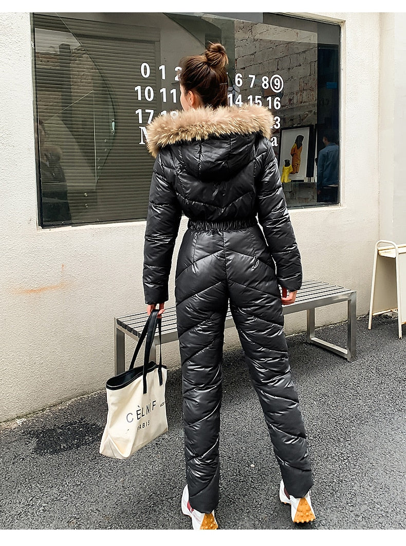 Women's Jumpsuit Ski Suit Outdoor Winter Thermal Warm Windproof Hooded Windbreaker Snow Suit for Skiing Camping / Hiking Snowboarding Ski