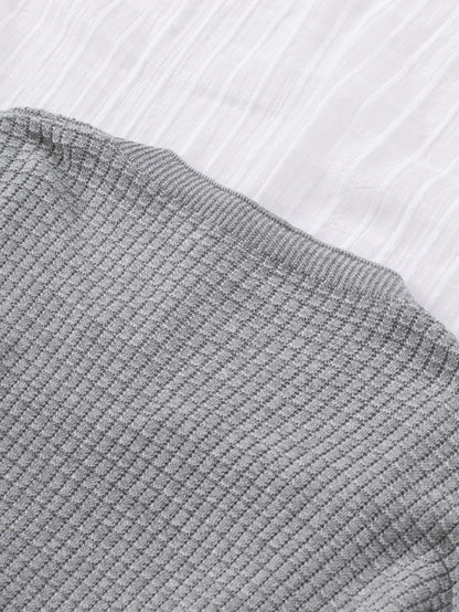 Khaki Reversible V-Neck Waffle Knit Sweater