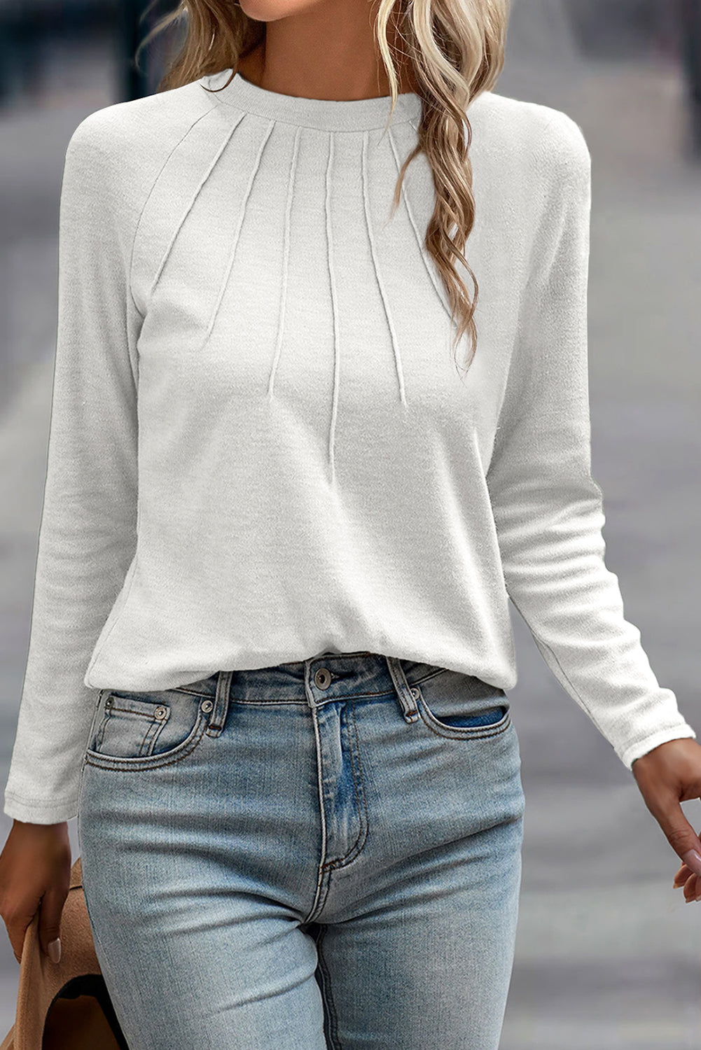 white long sleeve top