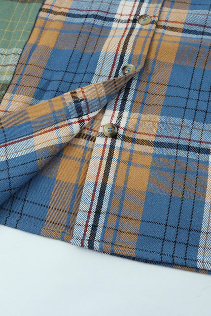 Green Plaid Shacket with Button Up Chest Pockets