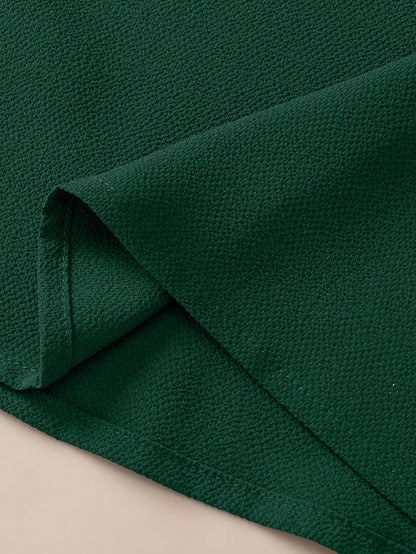 Blackish Green Plus Size Sequin Short Puff Sleeve Top