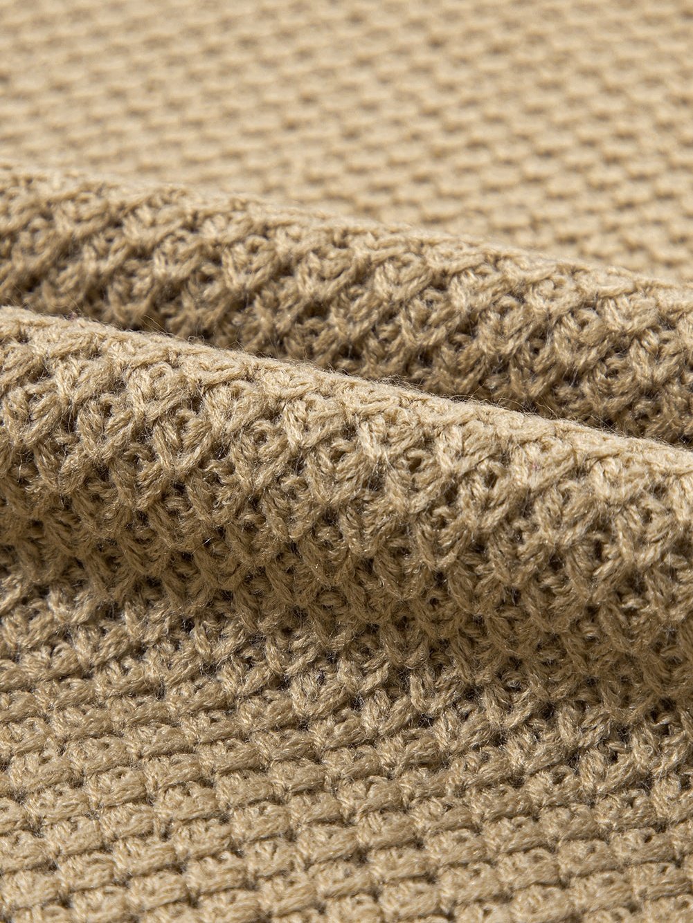 Elegant Pale Khaki Turtleneck Textured Short Sleeve Jumper