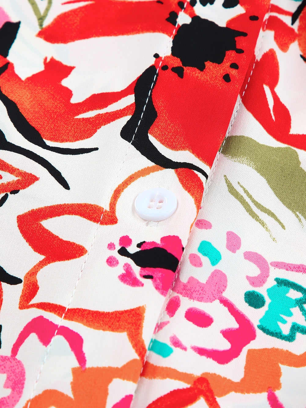 Floral Print Rose Kimono Sleeve Plus Size Blouse