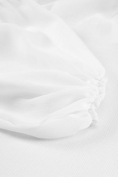 Elegant White Lace Detail V-Neck Blouse