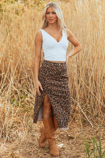 leopard midi skirt