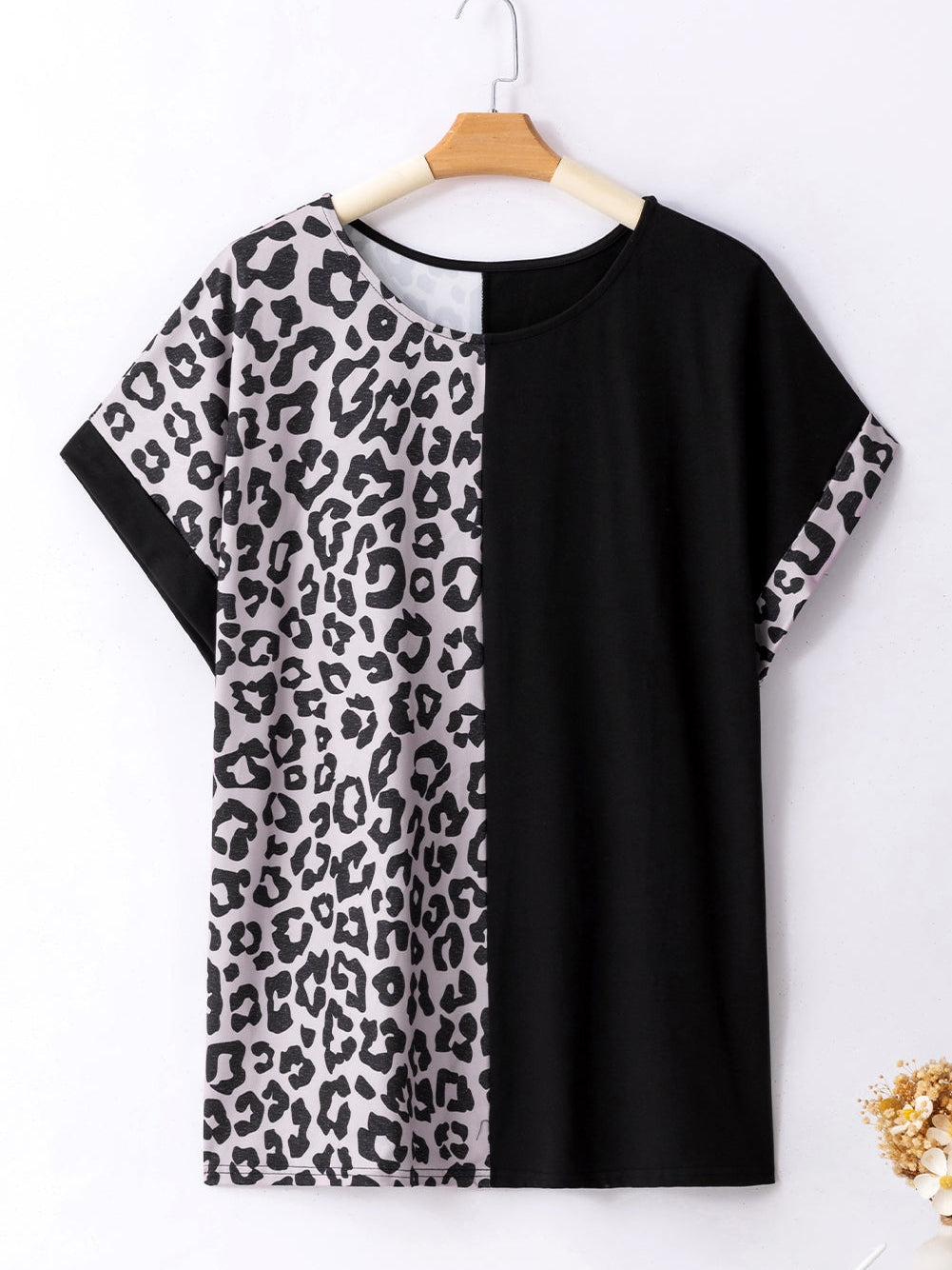 Leopard Print Black Plus Size Tee