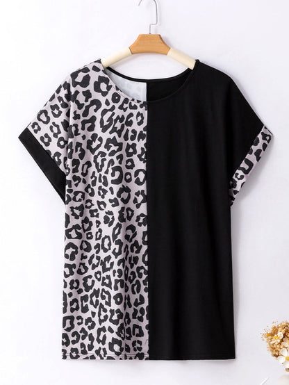 Leopard Print Black Plus Size Tee
