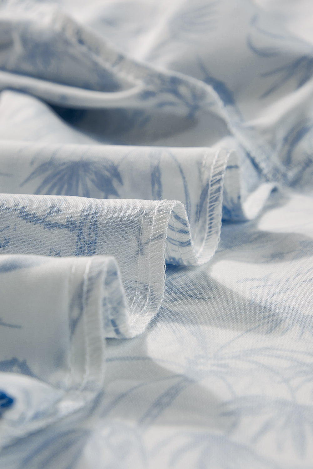 Sky Blue Floral Short Sleeve Shirt and Shorts Set