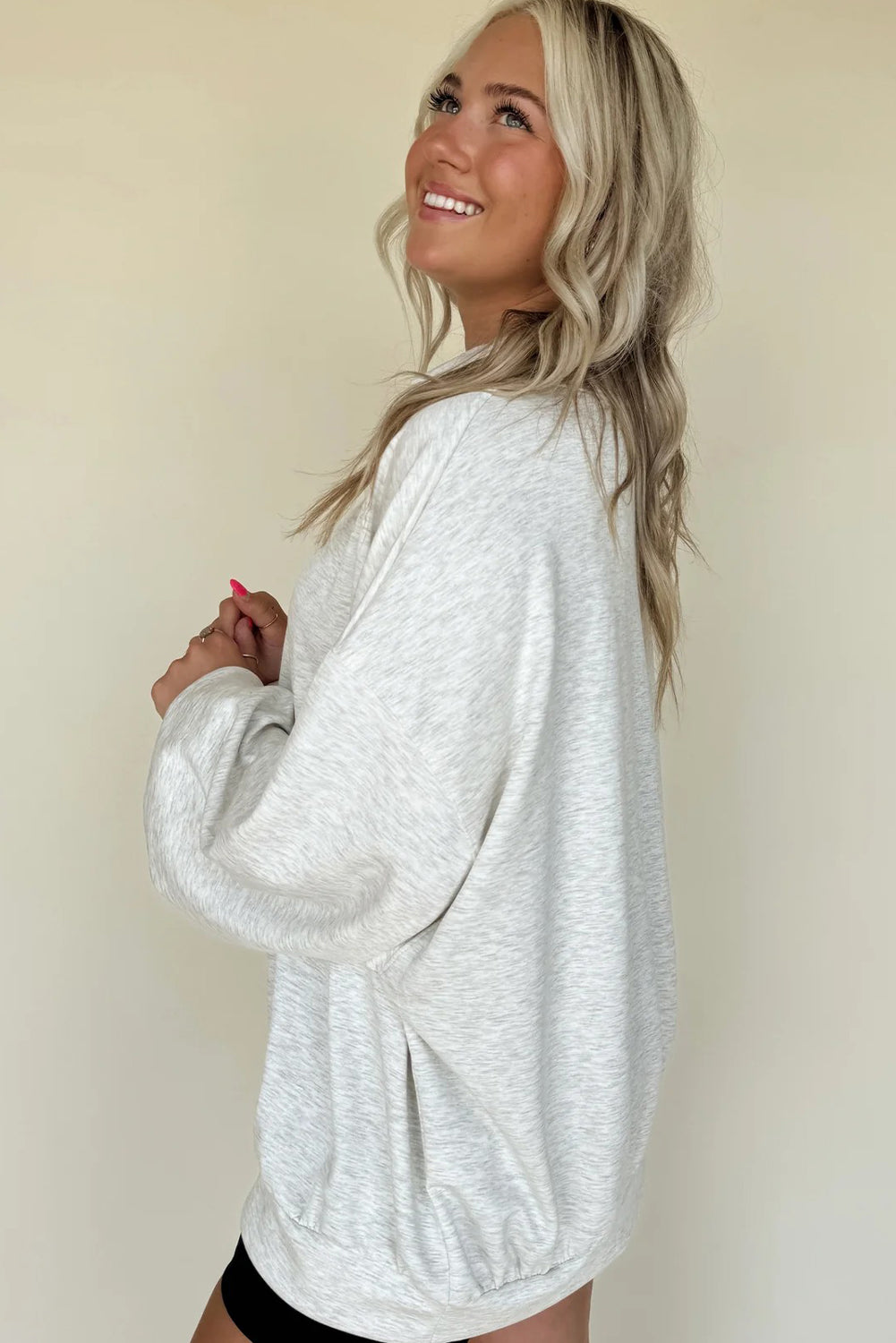 Light Grey Oversized Mock Neck Sweatshirt