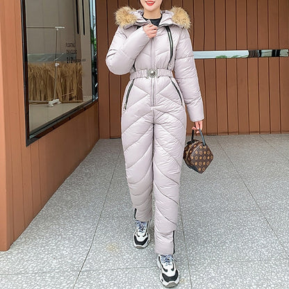 Women's Jumpsuit Ski Suit Outdoor Winter Thermal Warm Windproof Hooded Windbreaker Snow Suit for Skiing Camping / Hiking Snowboarding Ski