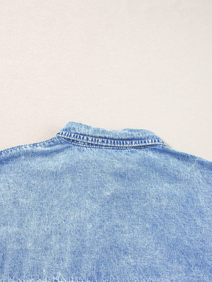 Chambray Denim Midi Dress in Light Blue