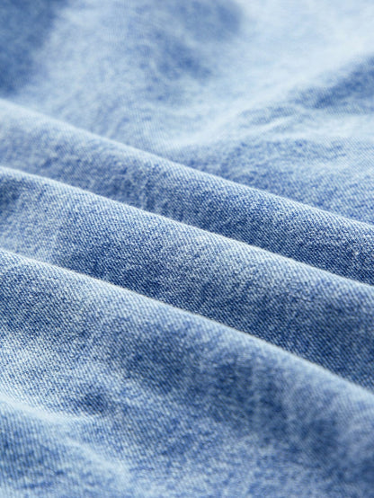 Chambray Denim Midi Dress in Light Blue