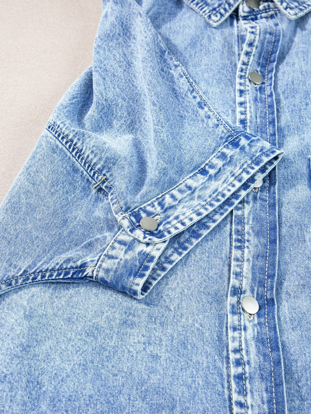 Chambray Denim Midi Dress in Light Blue