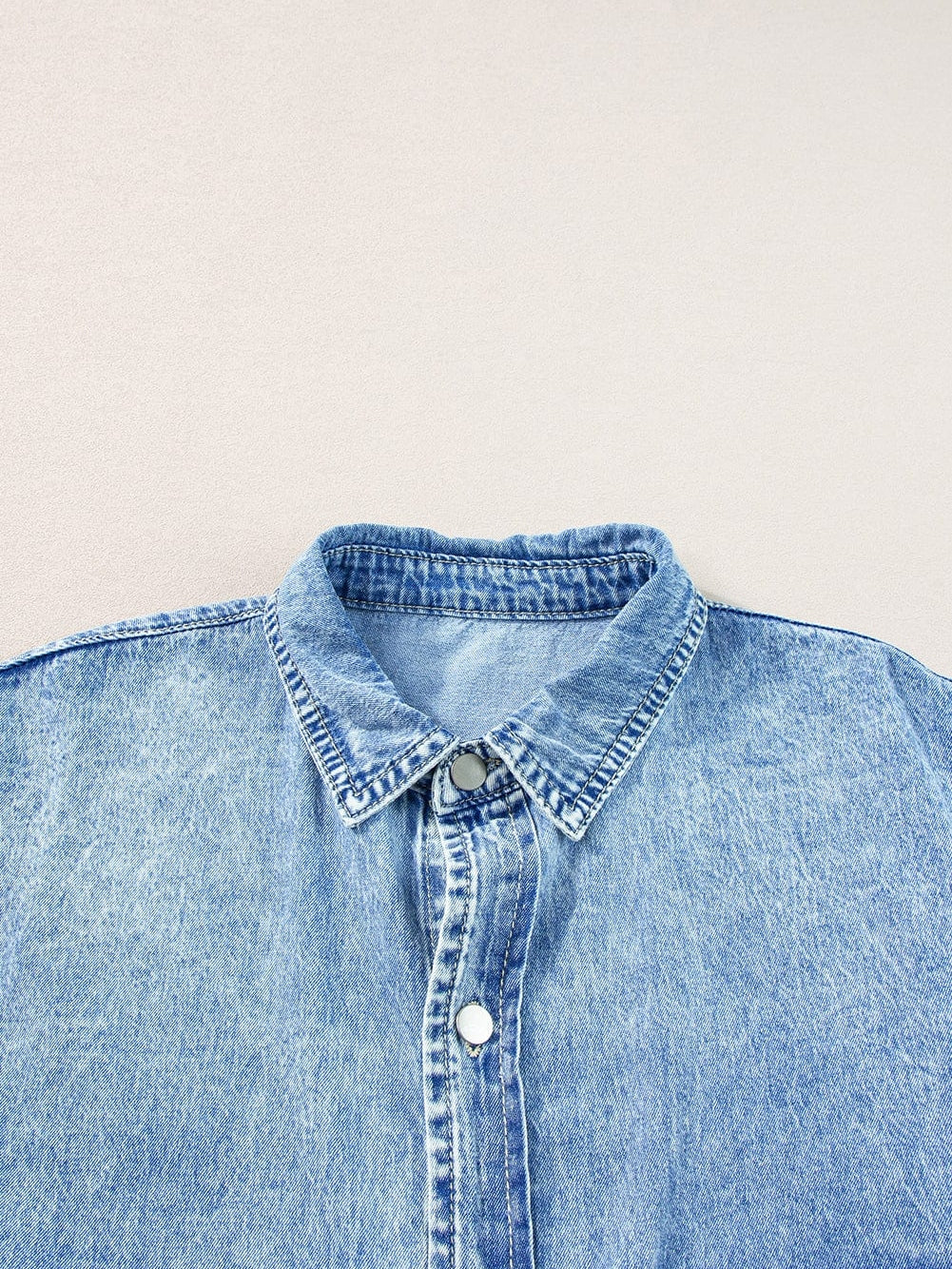 Chambray Denim Midi Dress in Light Blue