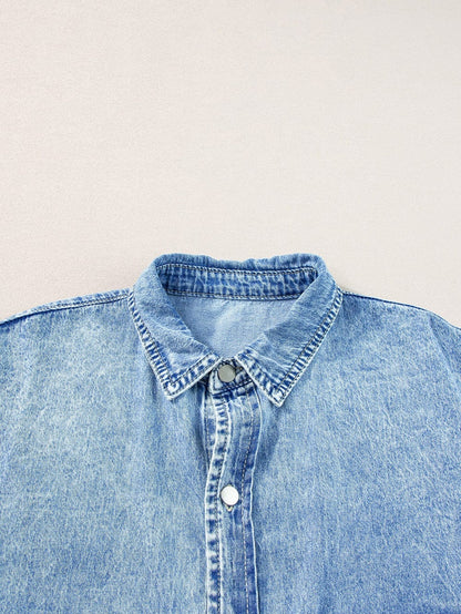 Chambray Denim Midi Dress in Light Blue