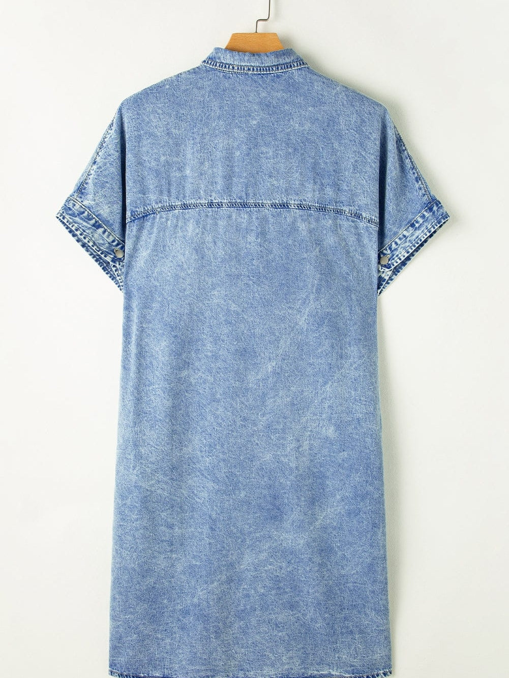 Chambray Denim Midi Dress in Light Blue
