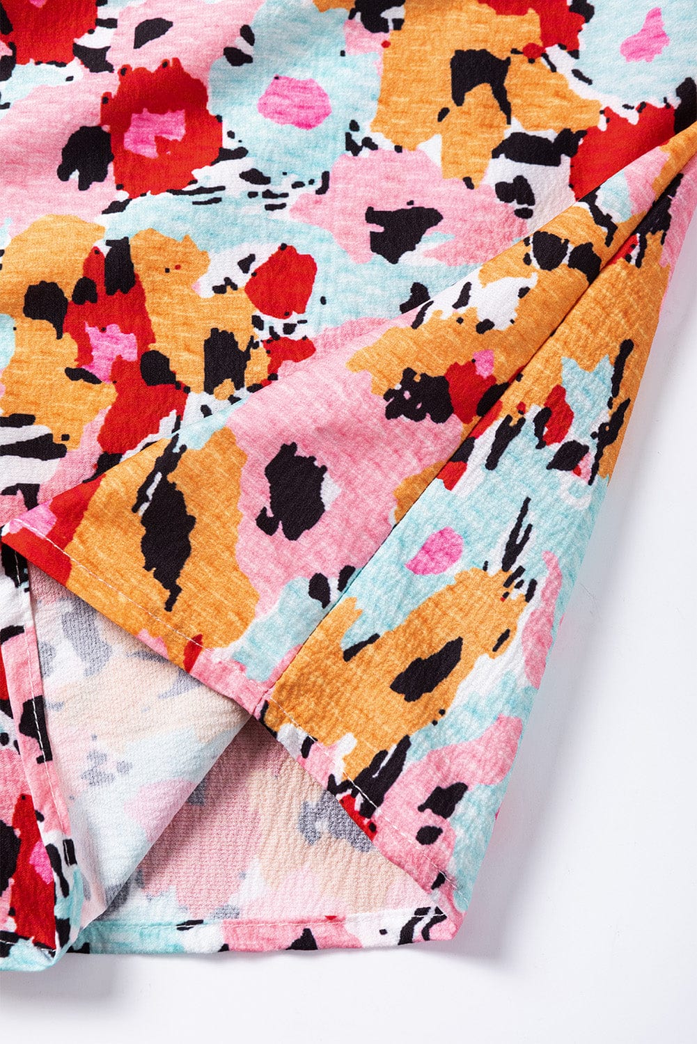 Charming Floral High Neck Frilled Blouse with Button Back