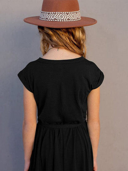 Charming Solid Color Girls' Dress in Simple Style, Perfect for Little Fashionistas