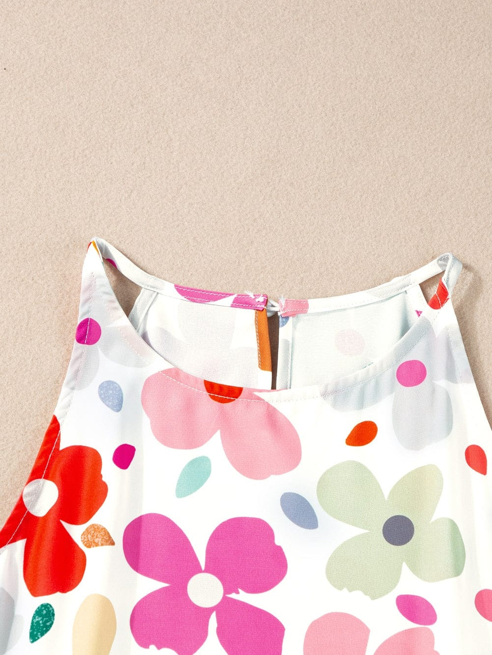 Charming White Floral Sleeveless Top