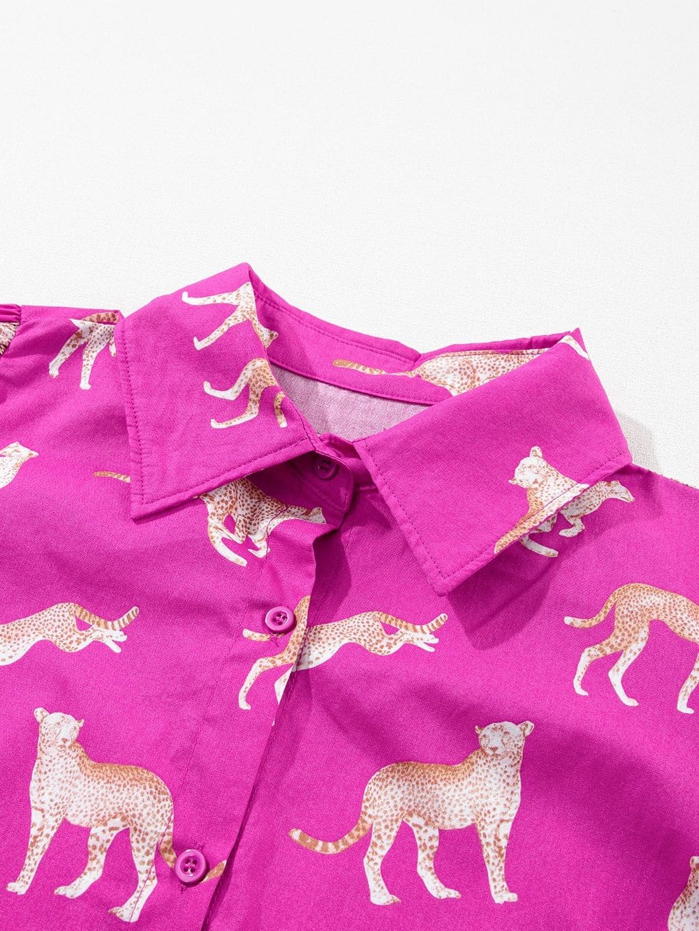 Cheetah Print Rose Drawstring Tunic Dress