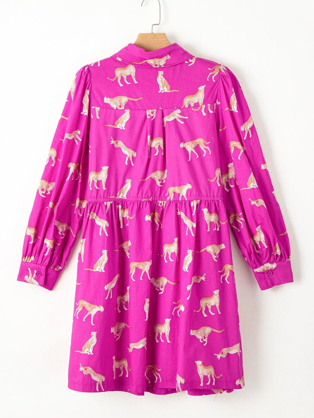 Cheetah Print Rose Drawstring Tunic Dress