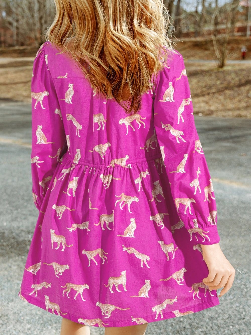 Cheetah Print Rose Drawstring Tunic Dress